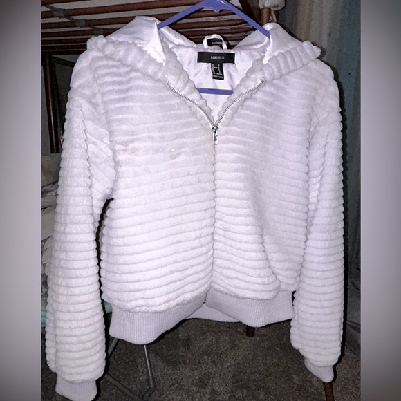 Forever 21 Lavender fuzzy hooded jacket, Size Small - Picture 1 of 6